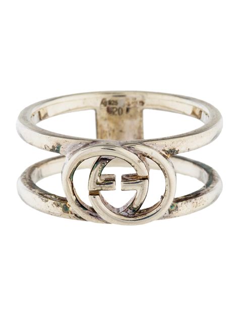 gucci interlocking g textured silver band ring|interlocking g ring in silver.